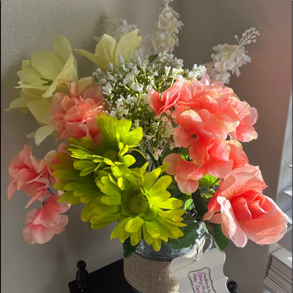 New!! Beautiful and Bright Mixed Bouquet in Galvanized Flower Pot